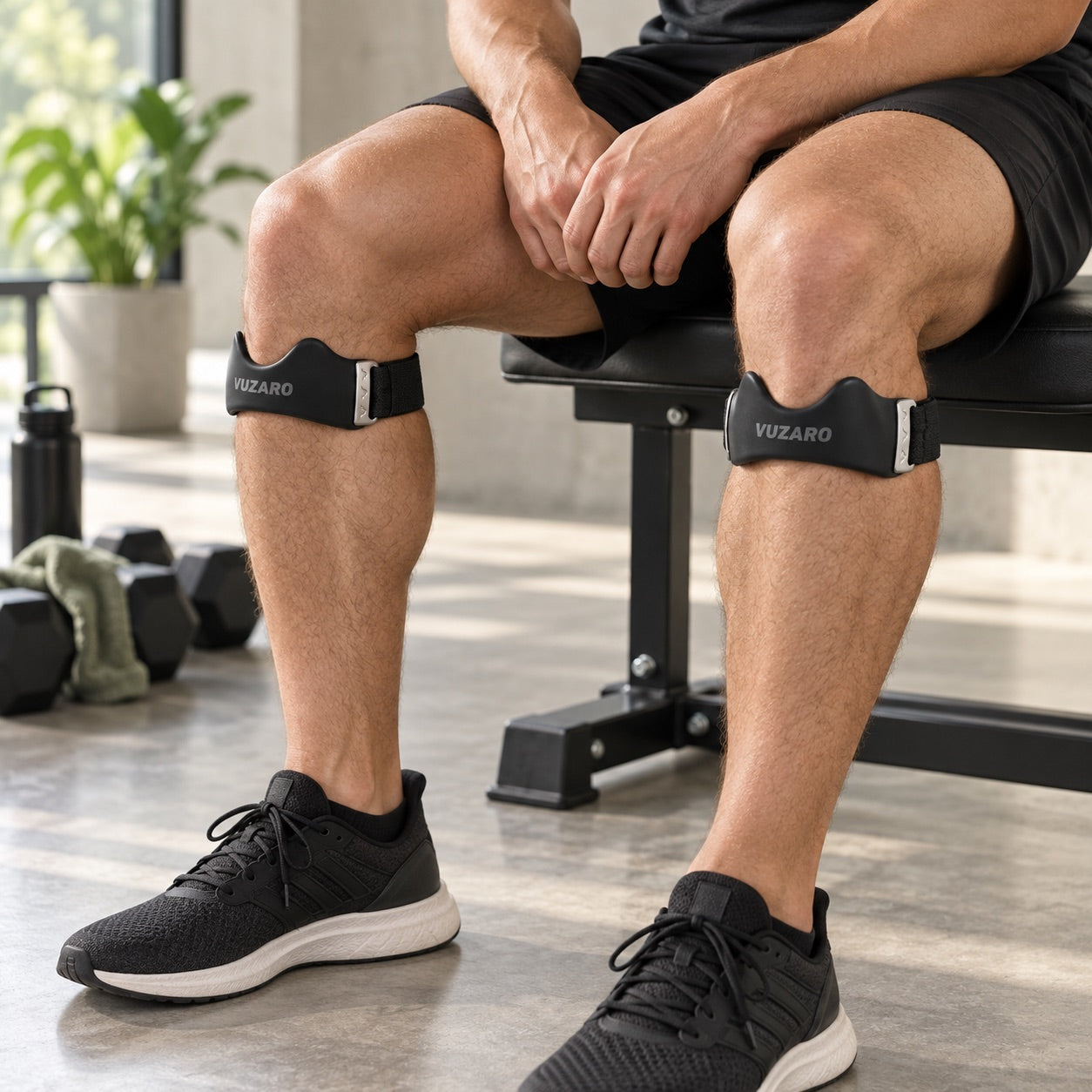 VUZARO campaign image of straps worn at the gym