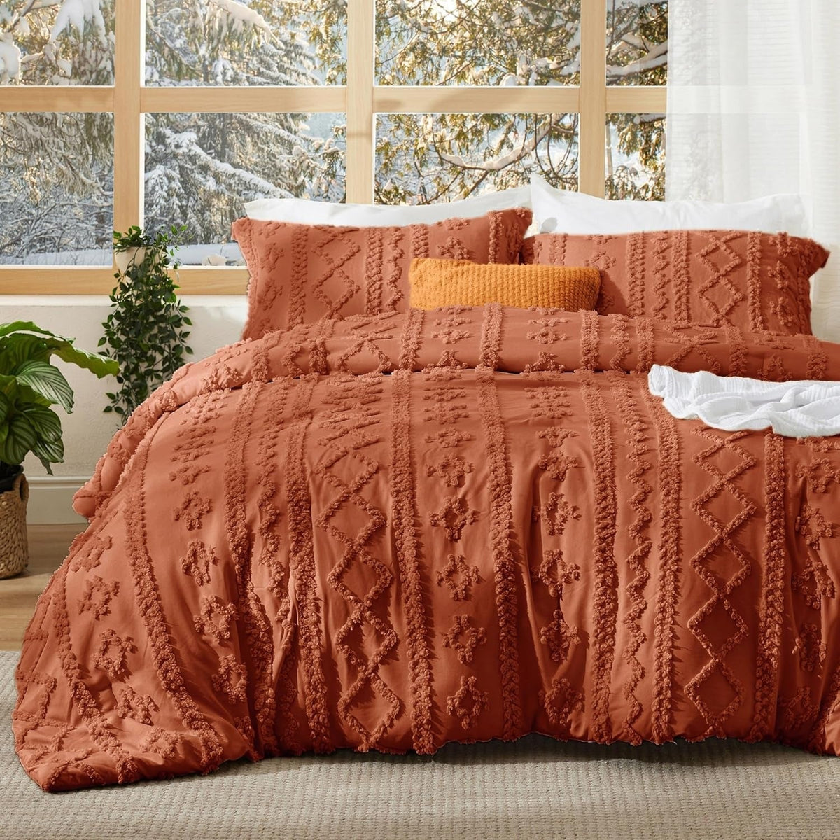 Caramel tufted bedding