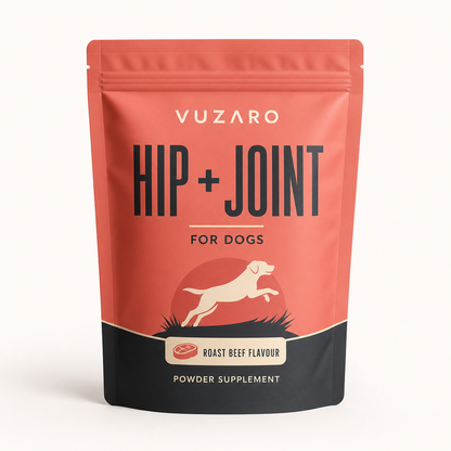 VUZARO Hip + Joint powder supplement pouch for dogs, roast beef flavour