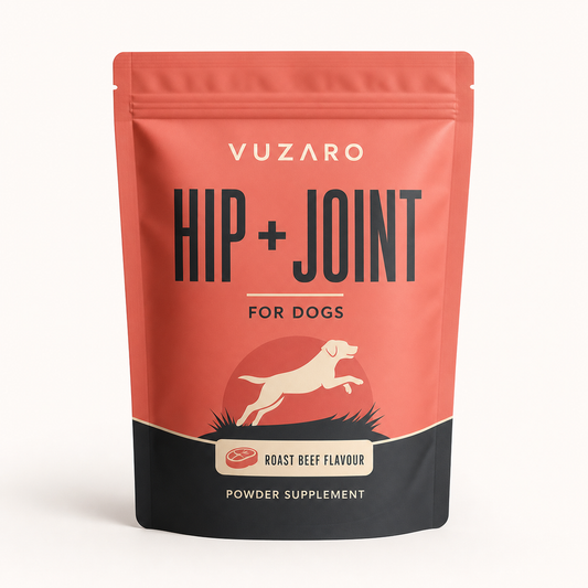 VUZARO Hip + Joint powder supplement pouch for dogs, roast beef flavour