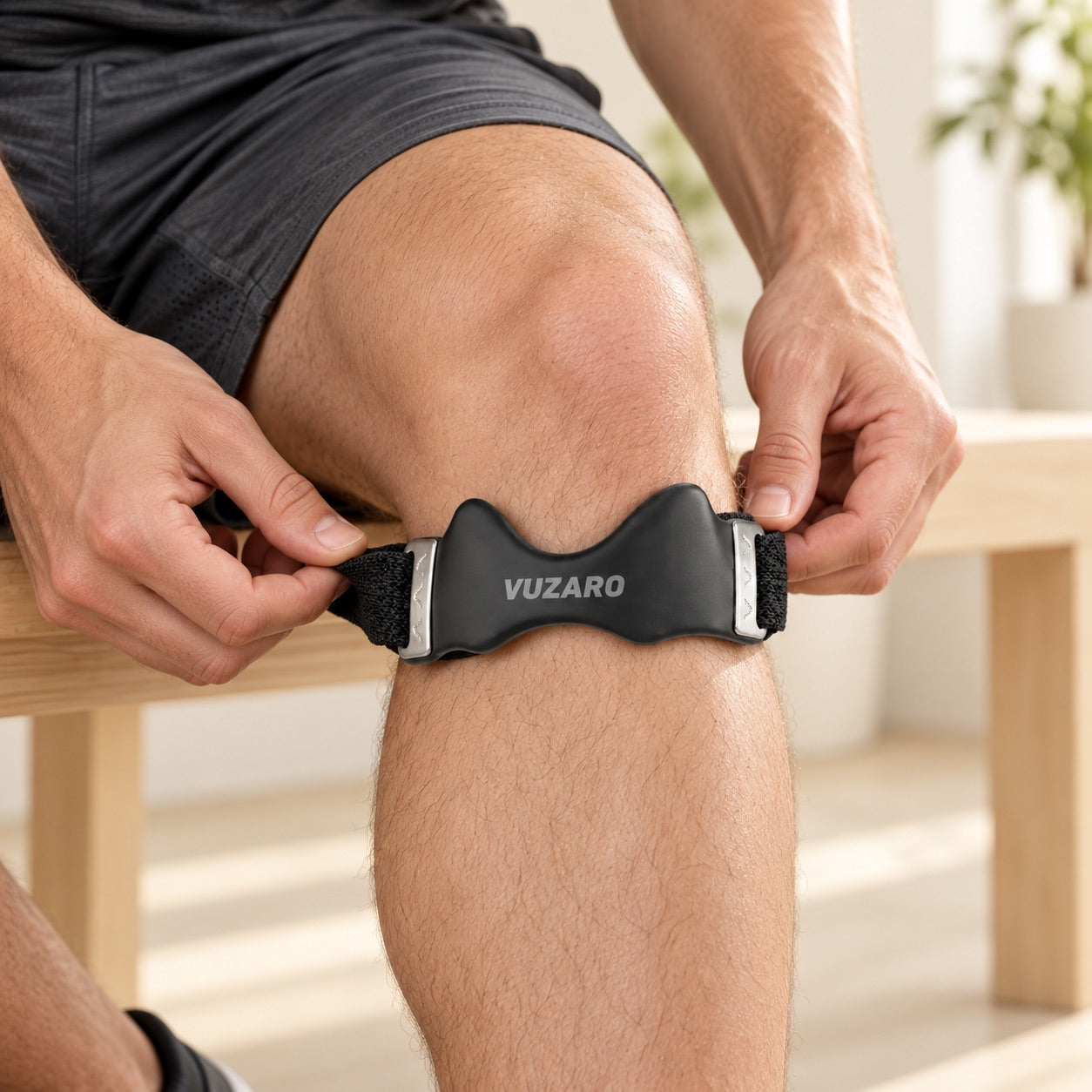 Adjusting a VUZARO Precision Strap just below the kneecap